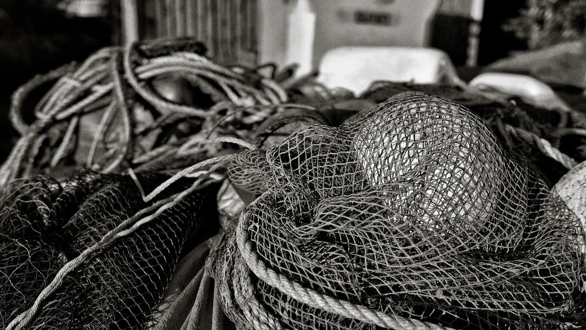 A close up of fishing nets